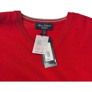 Men's DANIEL CREMIEUX Medium Red V-Neck LUXURY CASHMERE Sweater NWT $200